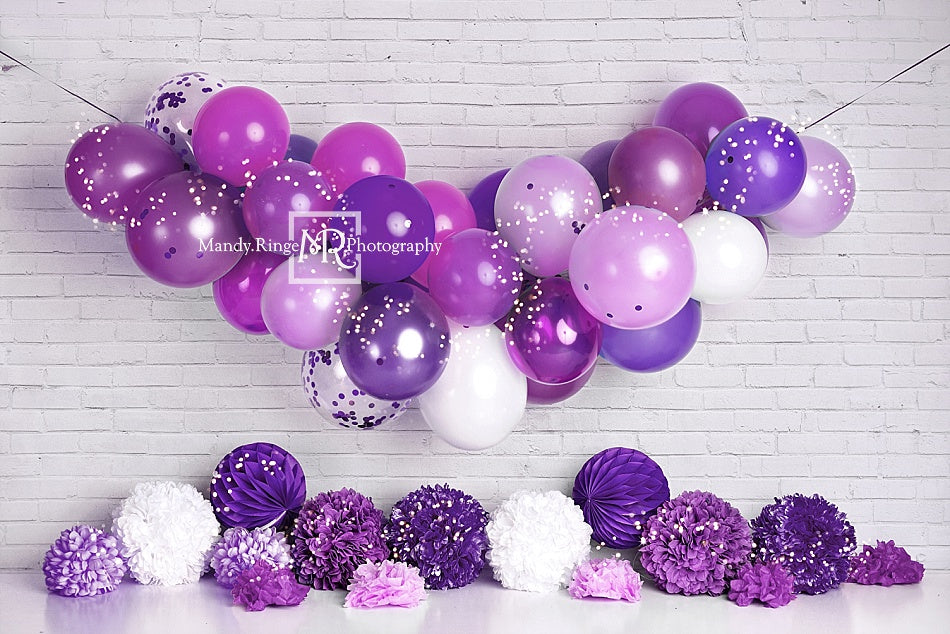 Kate Paillettes Ballons Fête Anniversaire Violet Toile de fond