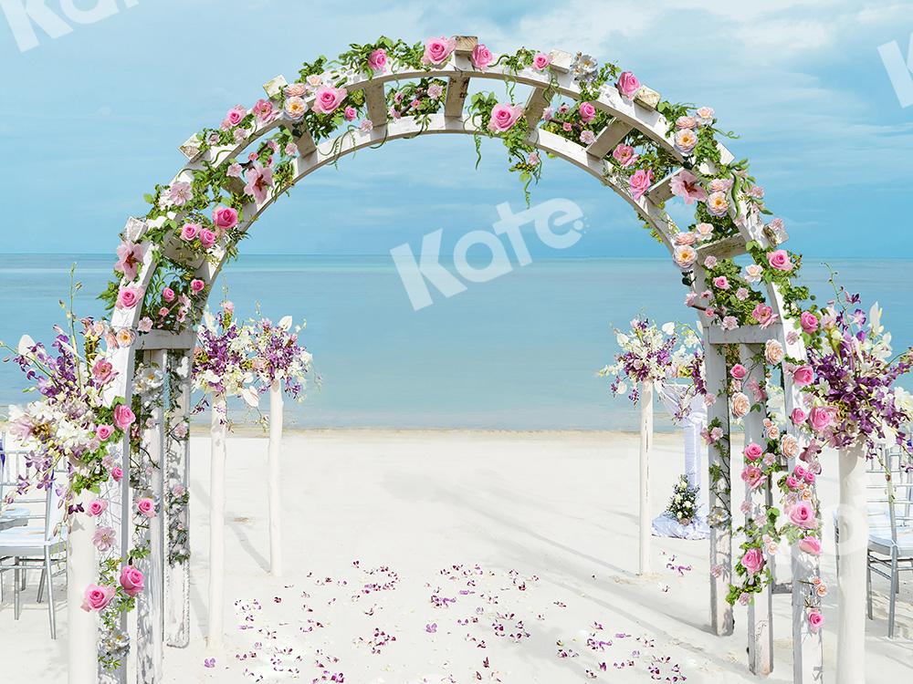 Kate Mariage Fleurs Mer Plage Arche Toile de fond