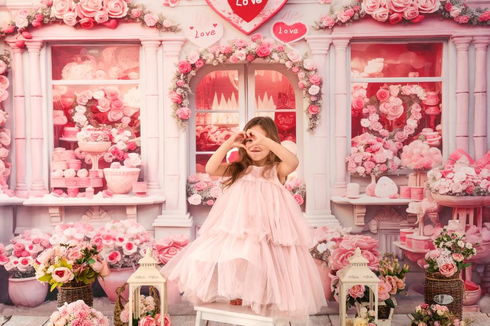 Kate Saint Valentin Rose Boutique de Fleurs Toile de fond conçue par Chain Photographie - Kate Backdrop FR