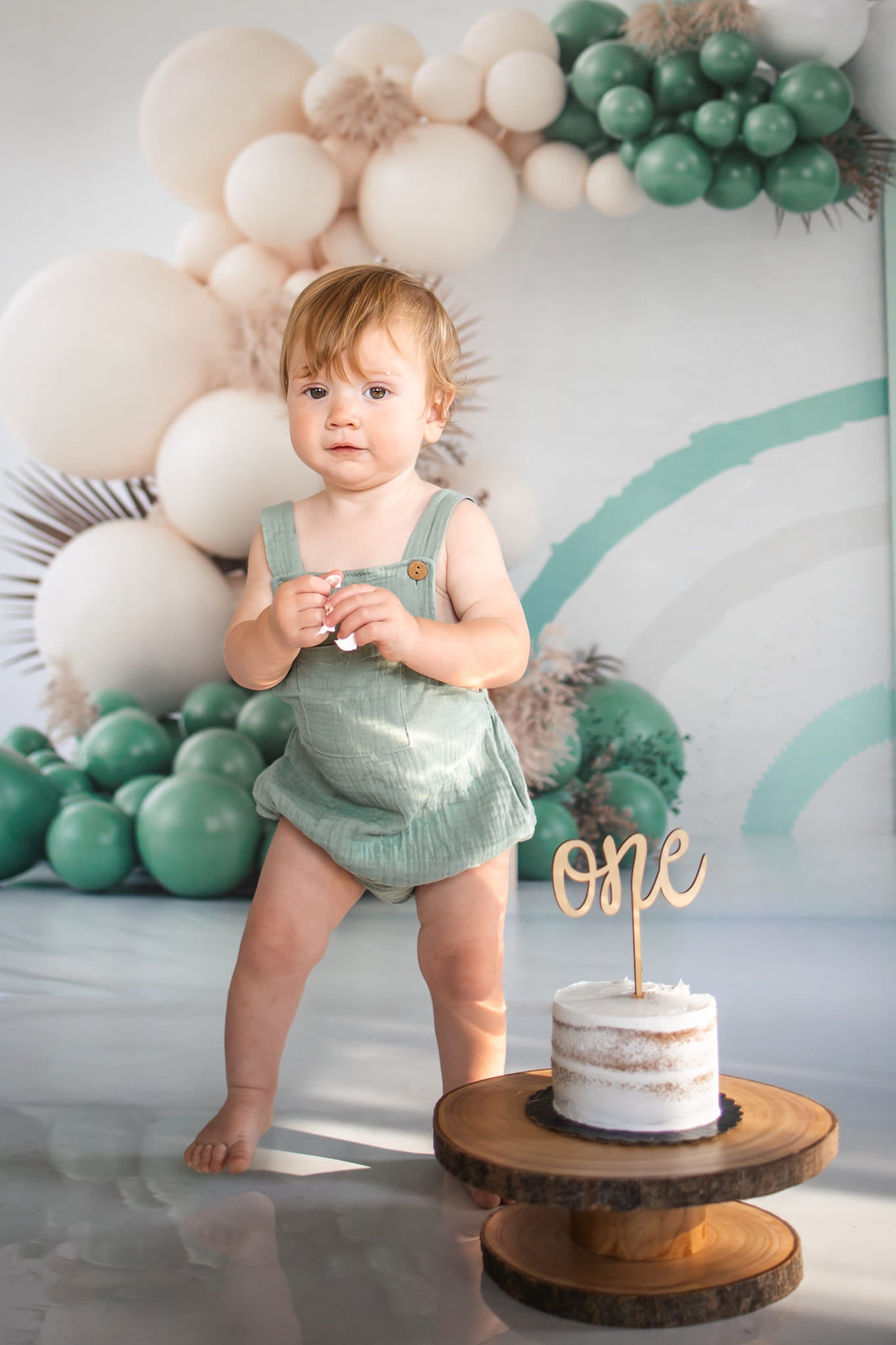 Kate Ballons Boho Vert Anniversaire Toile de fond conçue par Uta Mueller Photographie - Kate Backdrop FR