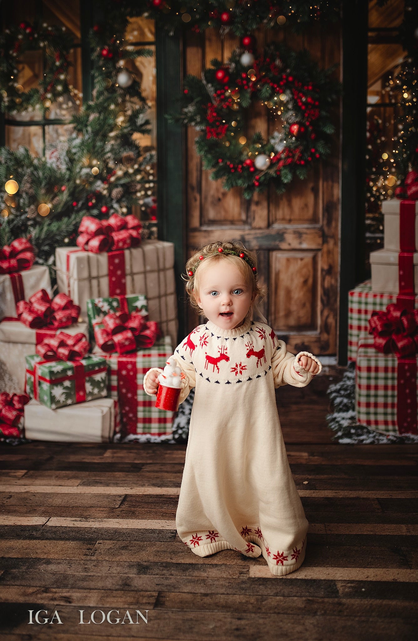 Kate Noël Porte en bois Cadeaux Décors Toile de fond conçue par Emetselch - Kate Backdrop FR