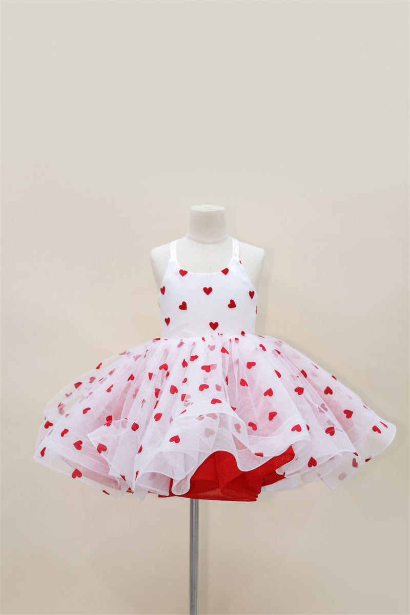 Kate Saint-Valentin Rouge Blanc Maille Robe Enfant Pour la Photographie