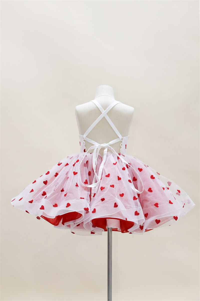 Kate Saint-Valentin Rouge Blanc Maille Robe Enfant Pour la Photographie