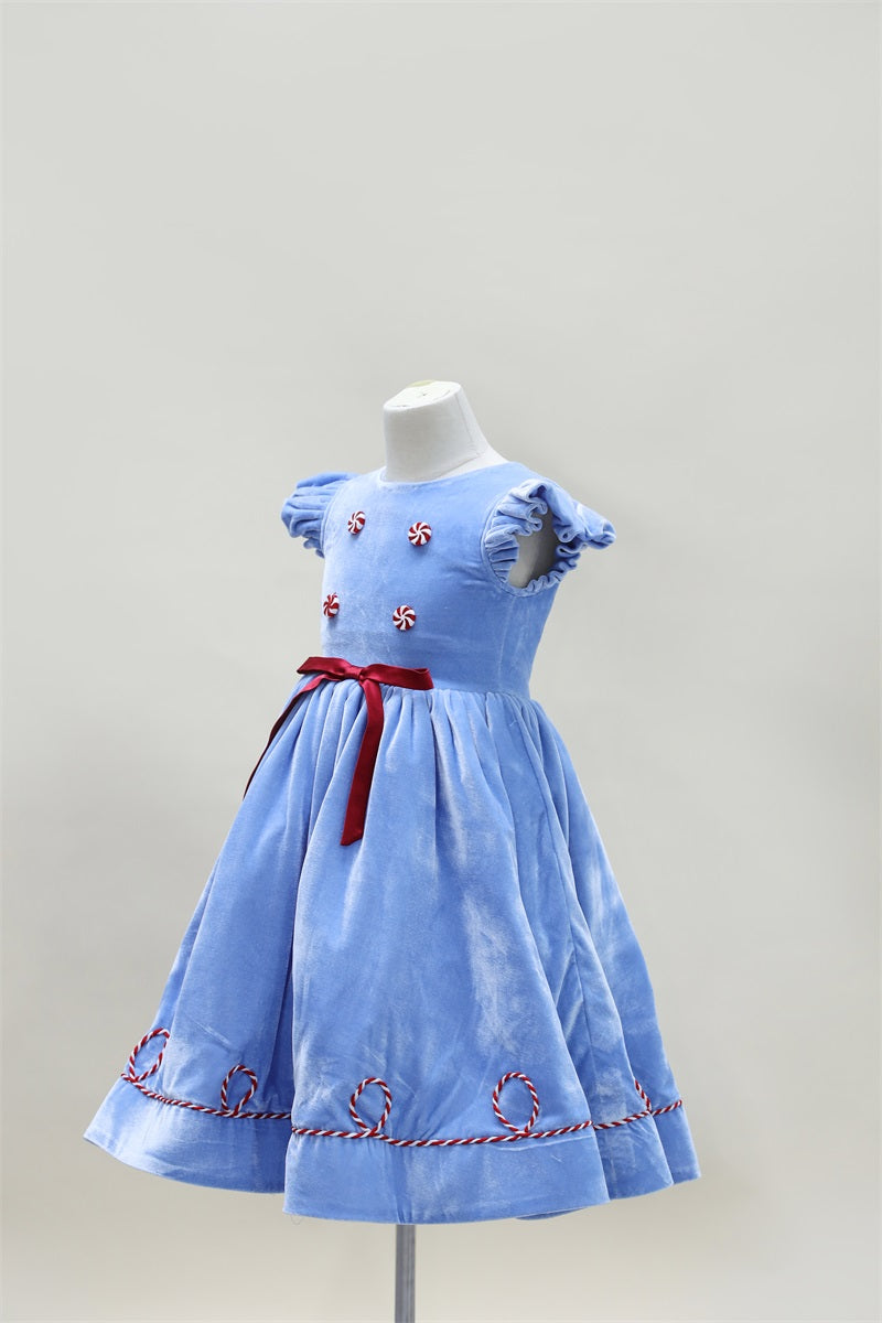 Kate Noël Bleu Manches courtes Robe Enfant Pour la Photographie