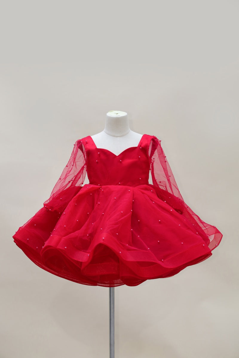 Kate Printemps/Été Rouge Maille Manches longues Robe Enfant Pour la Photographie