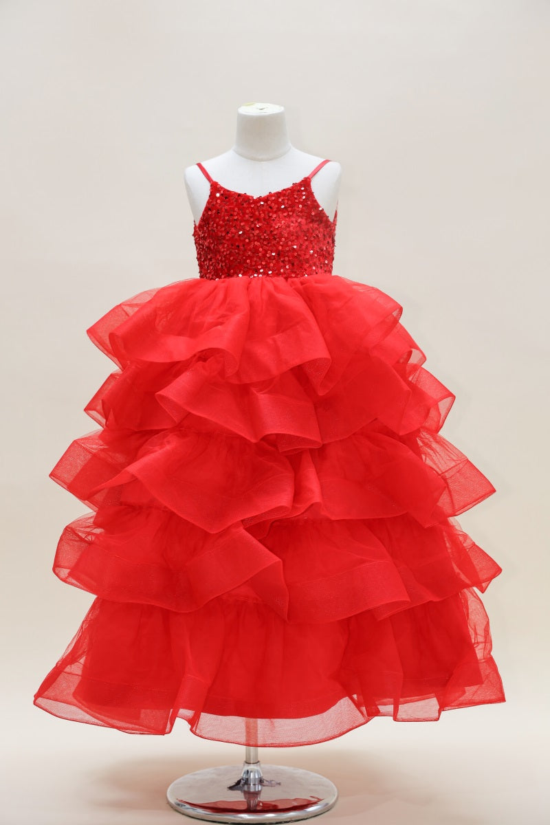 Kate Printemps Rouge Paillettes Tulle Robe Enfant Pour la Photographie