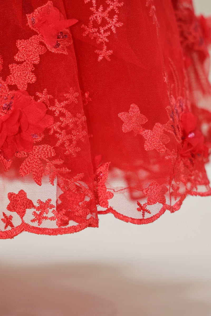 Kate Saint-Valentin Rouge Broderie Robe Enfant Pour la Photographie