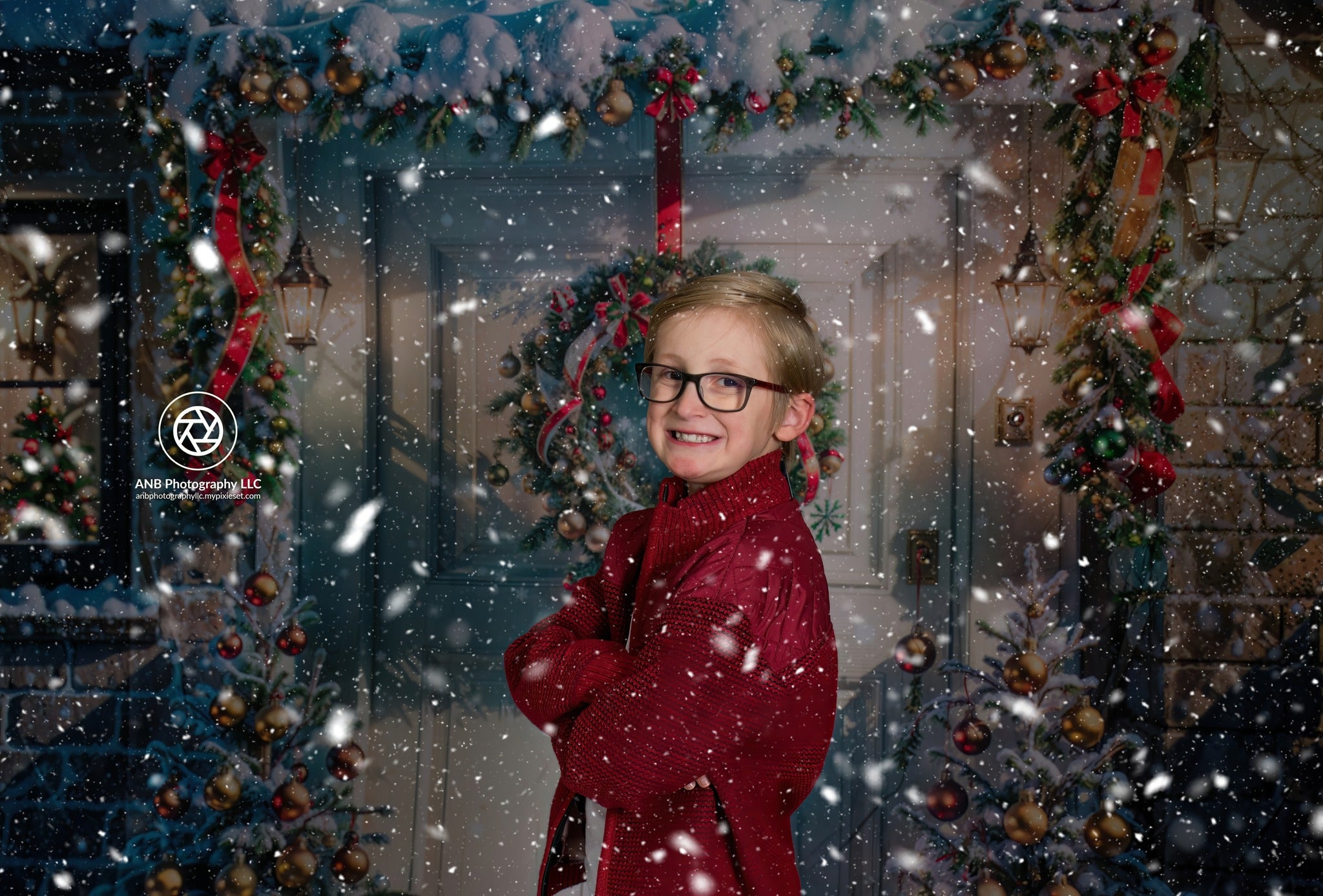 Kate Sapin de Noël Neige Porte Hiver Toile de fond pour la photographie - Kate Backdrop FR