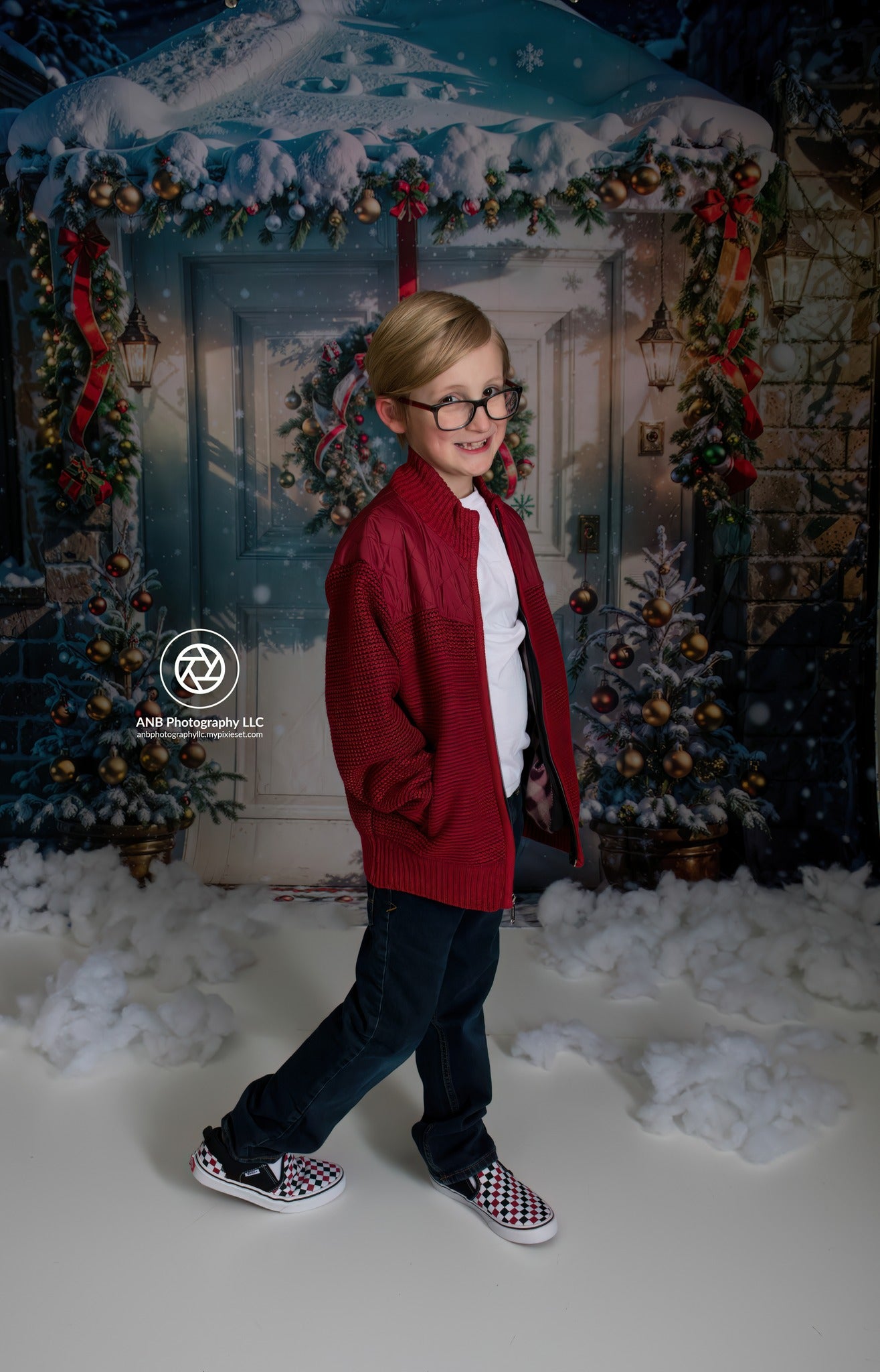 Kate Sapin de Noël Neige Porte Hiver Toile de fond pour la photographie - Kate Backdrop FR