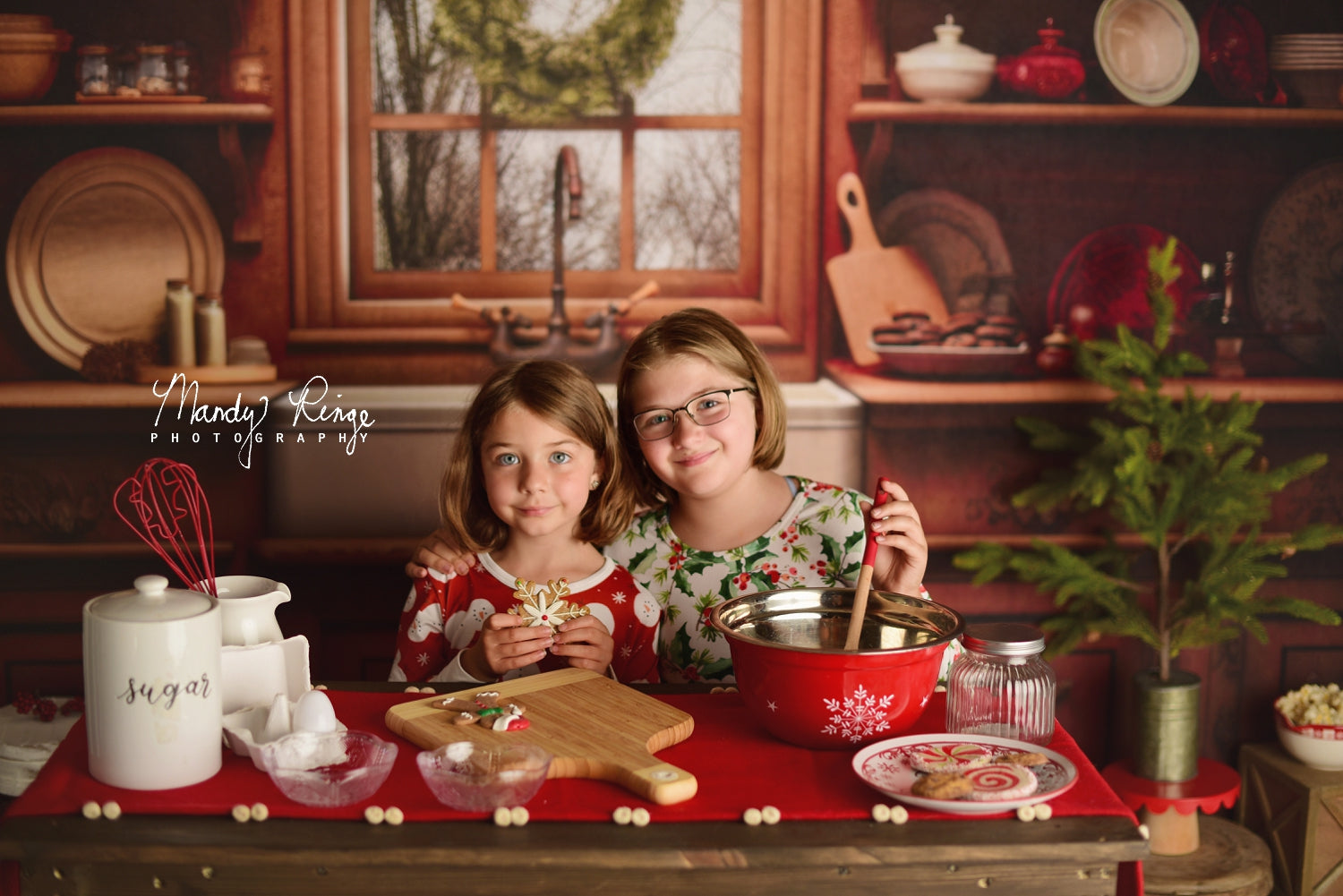 Kate Confortable Noël Cuisine Toile de fond conçue par Mandy Ringe - Kate Backdrop FR