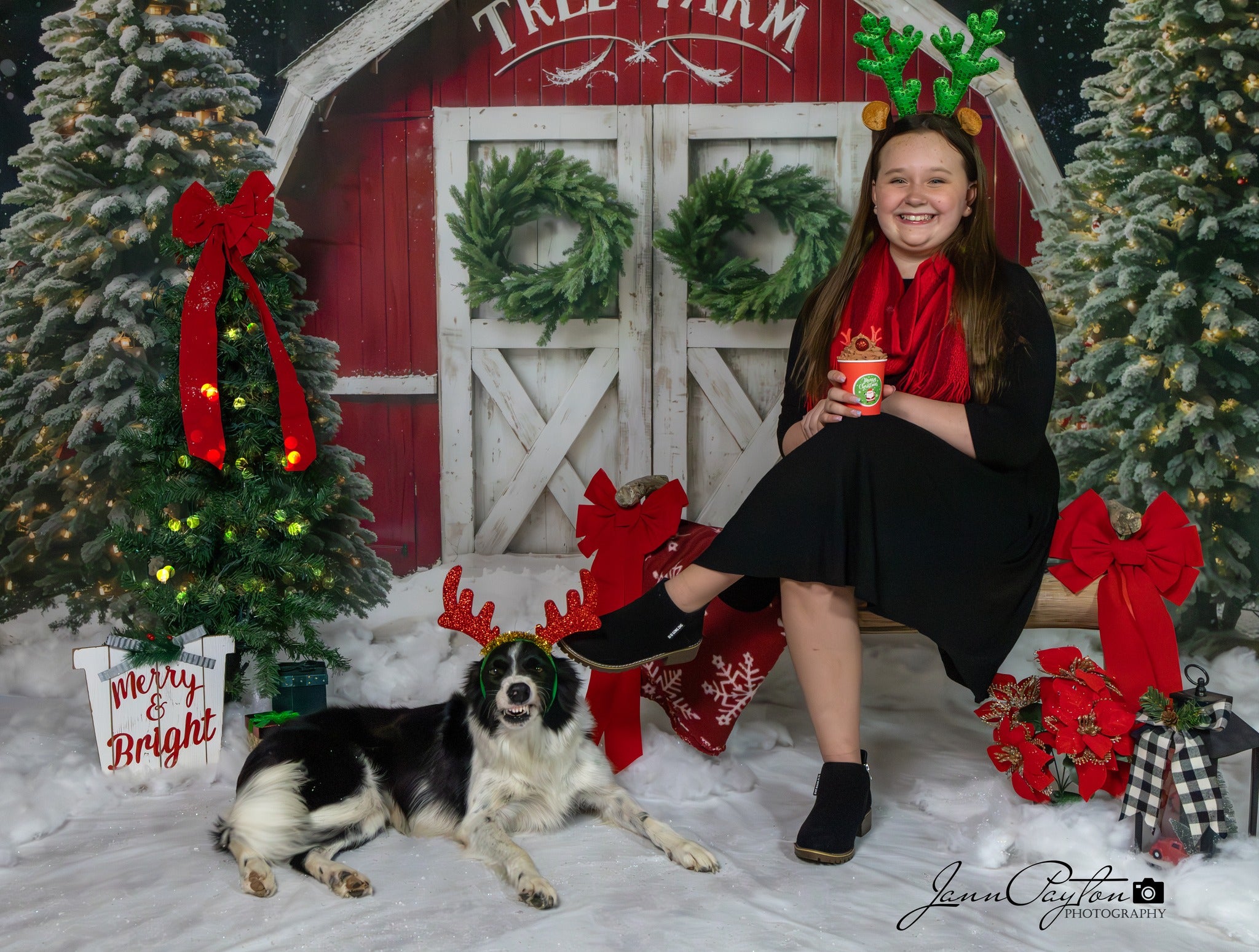 Kate Hiver Sapin de Noël Ferme Grange Toile de fond conçue par Chain Photographie - Kate Backdrop FR