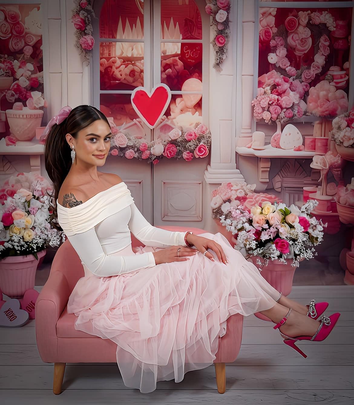 Kate Saint Valentin Rose Boutique de Fleurs Toile de fond conçue par Chain Photographie - Kate Backdrop FR