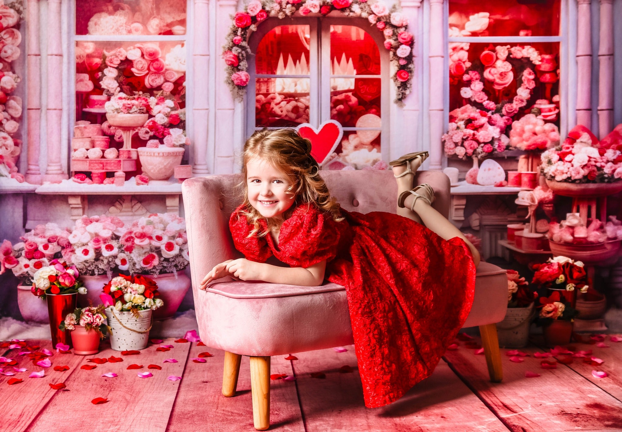 Kate Saint Valentin Rose Boutique de Fleurs Toile de fond conçue par Chain Photographie - Kate Backdrop FR