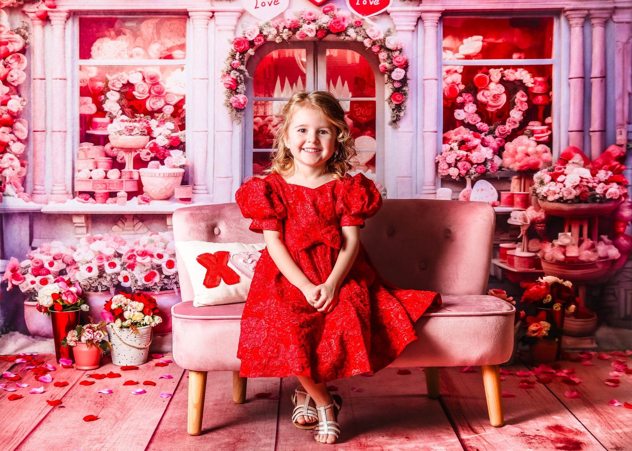 Kate Saint Valentin Rose Boutique de Fleurs Toile de fond conçue par Chain Photographie - Kate Backdrop FR