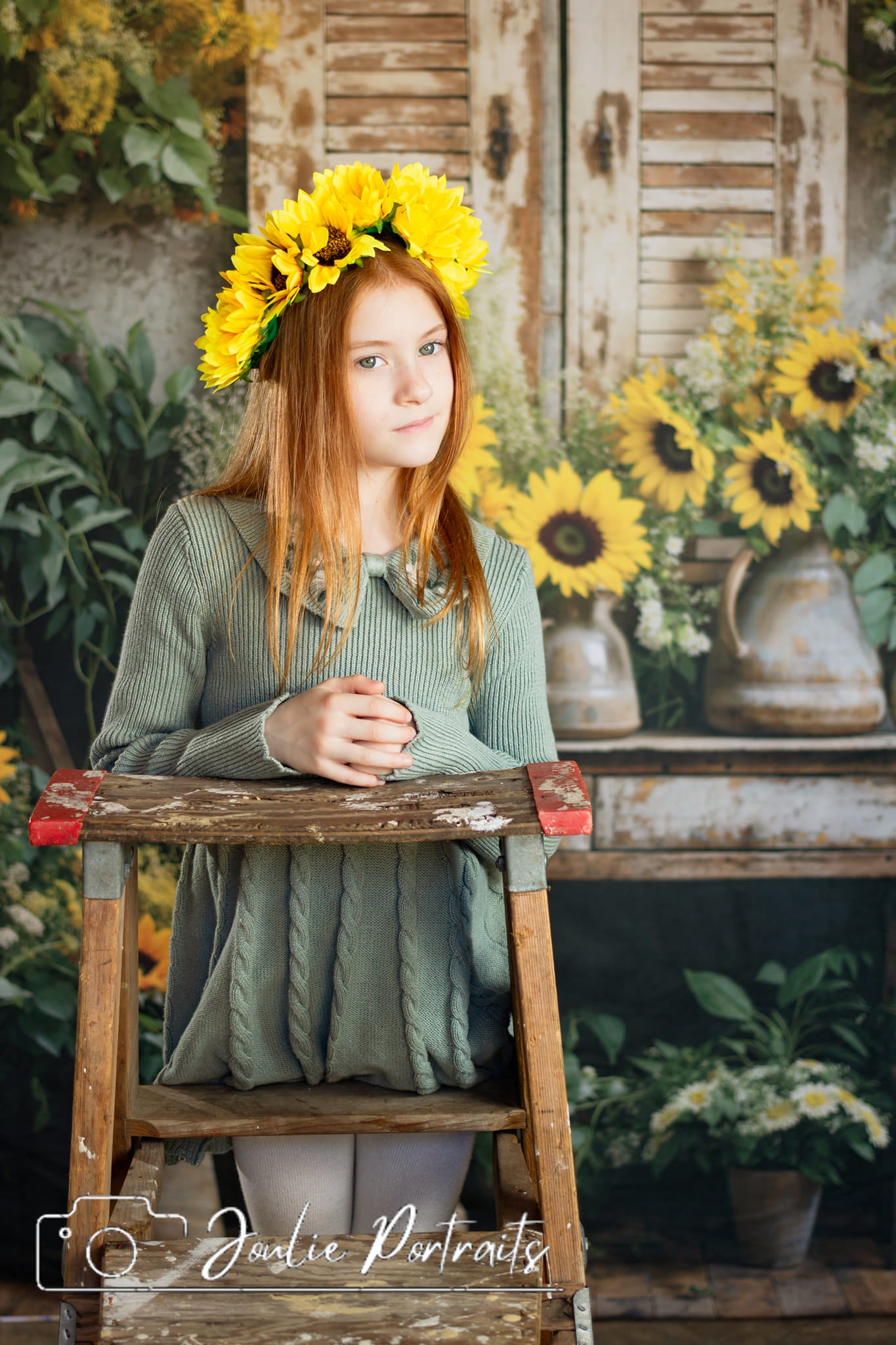 Kate Été Tournesols Vieux Salle de meubles Toile de fond conçue par Emetselch - Kate Backdrop FR