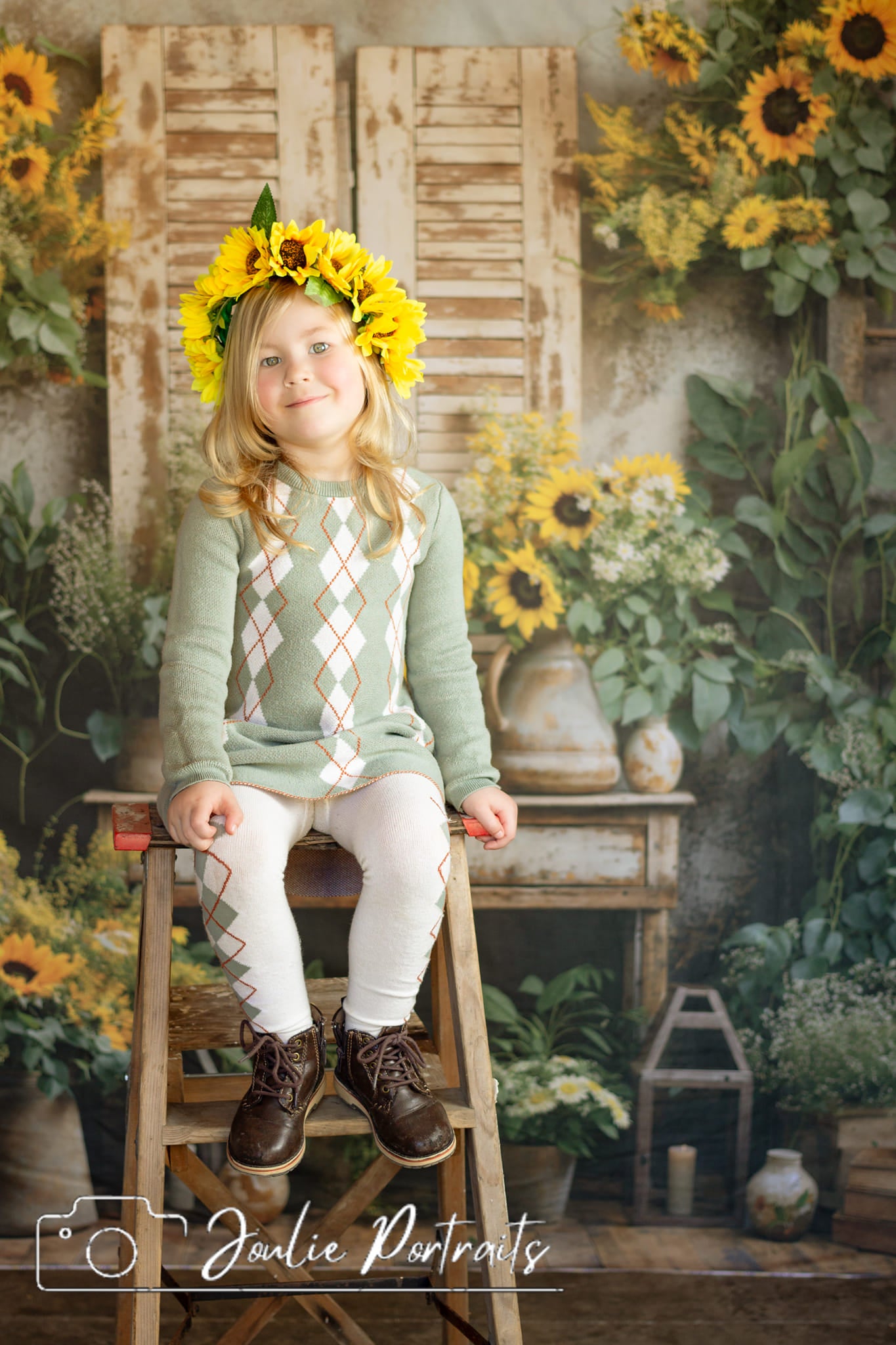 Kate Été Tournesols Vieux Salle de meubles Toile de fond conçue par Emetselch - Kate Backdrop FR