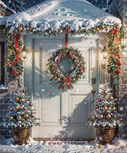 Kate Sapin de Noël Neige Porte Hiver Toile de fond pour la photographie - Kate Backdrop FR