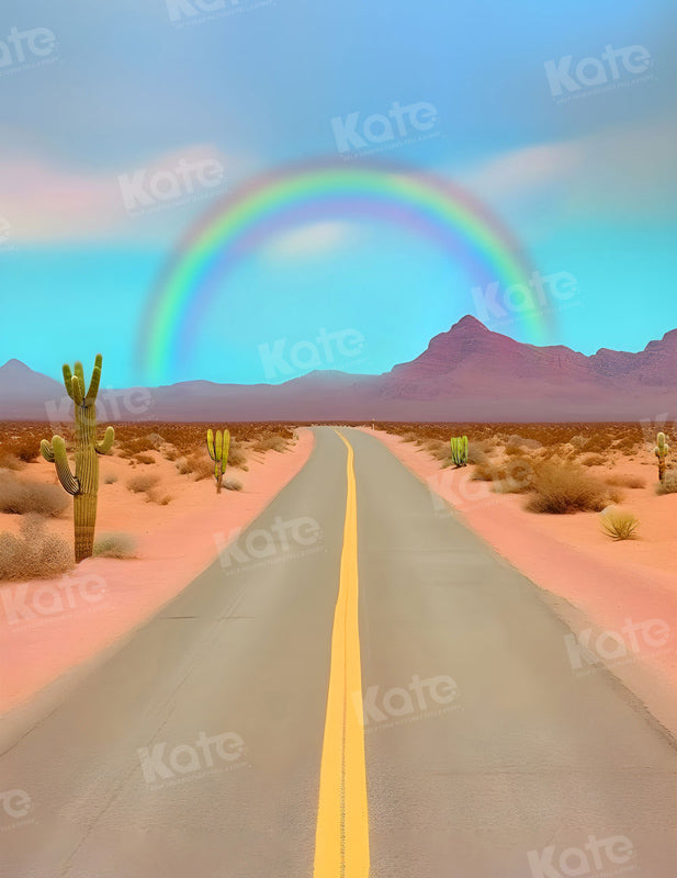 Kate Cactus Arc-en-ciel Route Ciel Toile de fond pour la photographie - Kate Backdrop FR