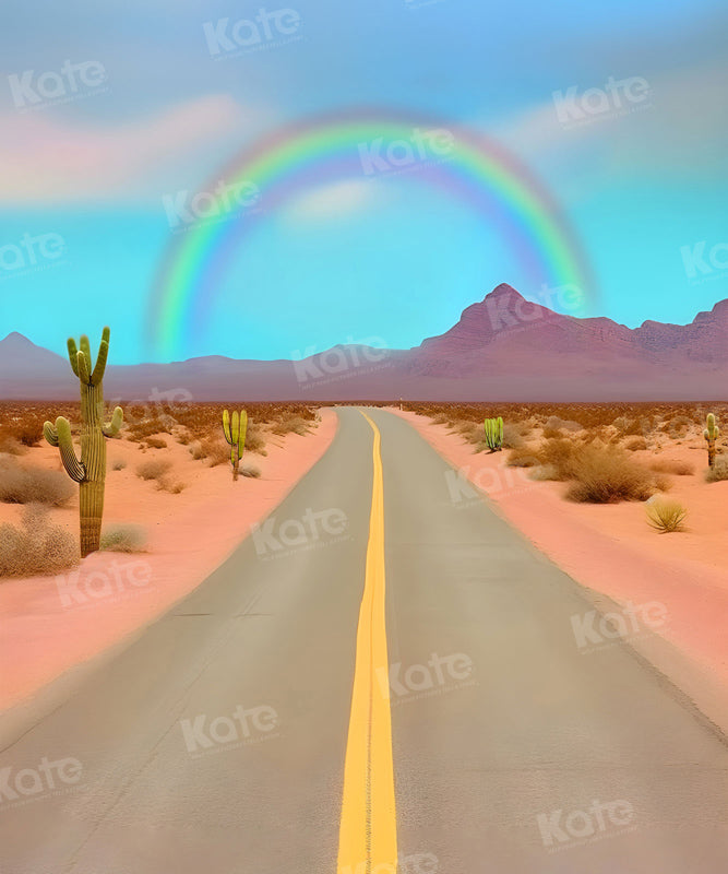 Kate Cactus Arc-en-ciel Route Ciel Toile de fond pour la photographie - Kate Backdrop FR