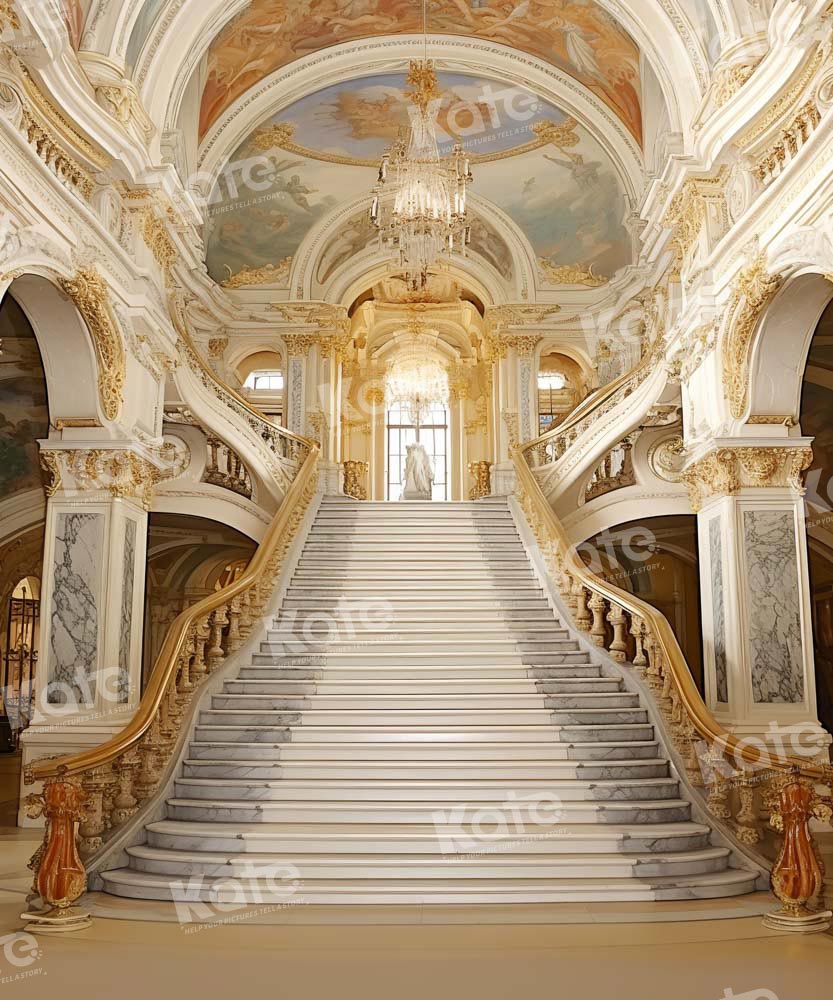 Kate Salle Doré Bâtiment Escalier Toile de fond conçue par Chain Photographie - Kate Backdrop FR