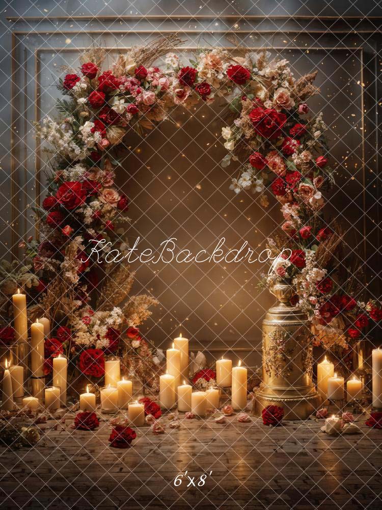 Kate Saint Valentin Fleurs Bougie Mariage Toile de fond conçue par Chain Photographie - Kate Backdrop FR