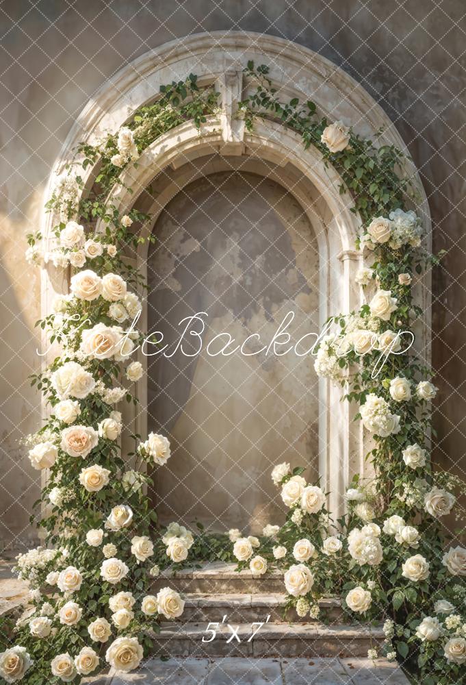 Kate Roses blanches Mur en arc Toile de fond conçue par Emetselch - Kate Backdrop FR