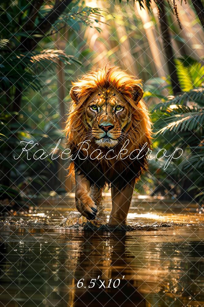 Kate Été Nature Tropical Forêt tropicale Rivière Lion Toile de fond conçue par Chain Photographie - Kate Backdrop FR