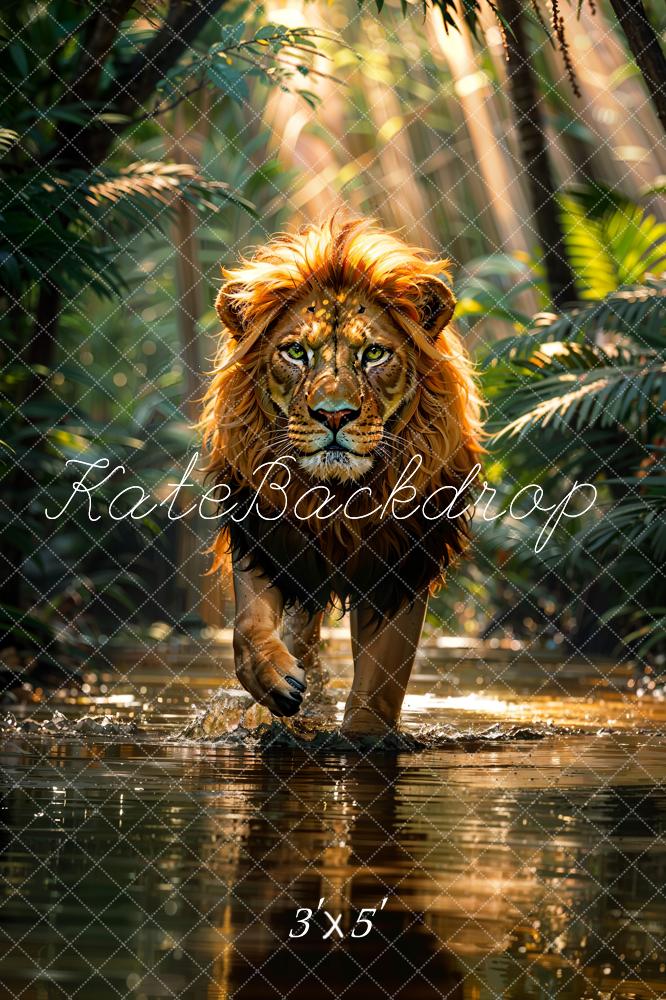 Kate Été Nature Tropical Forêt tropicale Rivière Lion Toile de fond conçue par Chain Photographie - Kate Backdrop FR