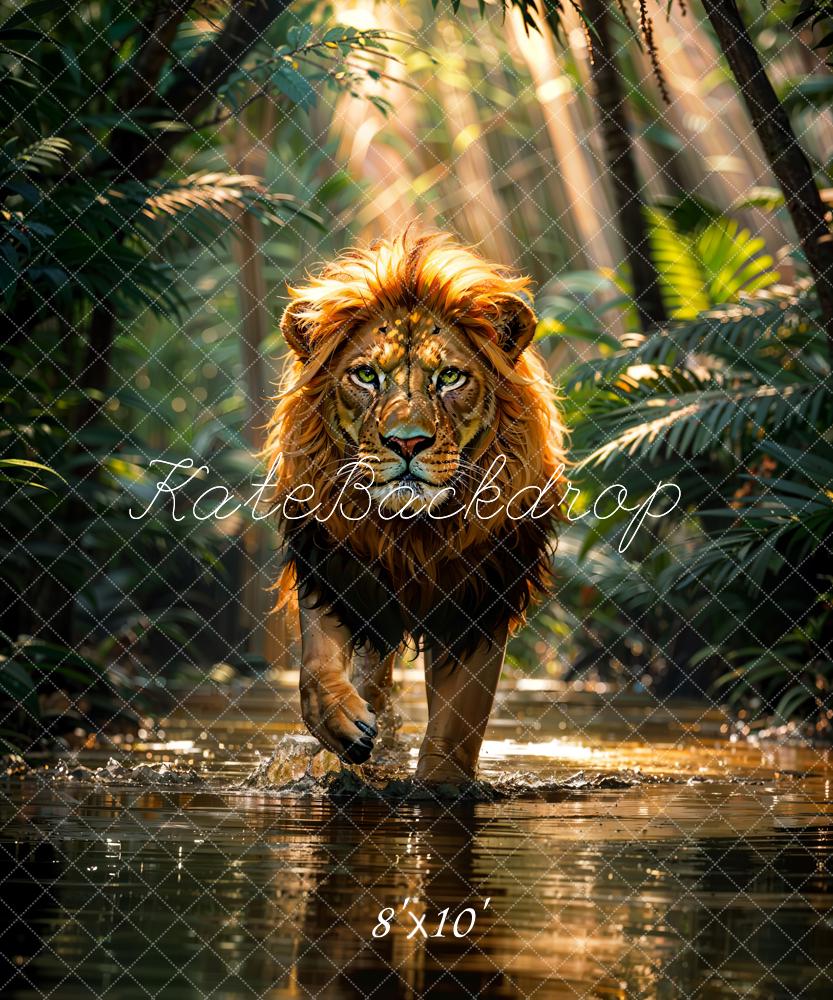 Kate Été Nature Tropical Forêt tropicale Rivière Lion Toile de fond conçue par Chain Photographie - Kate Backdrop FR