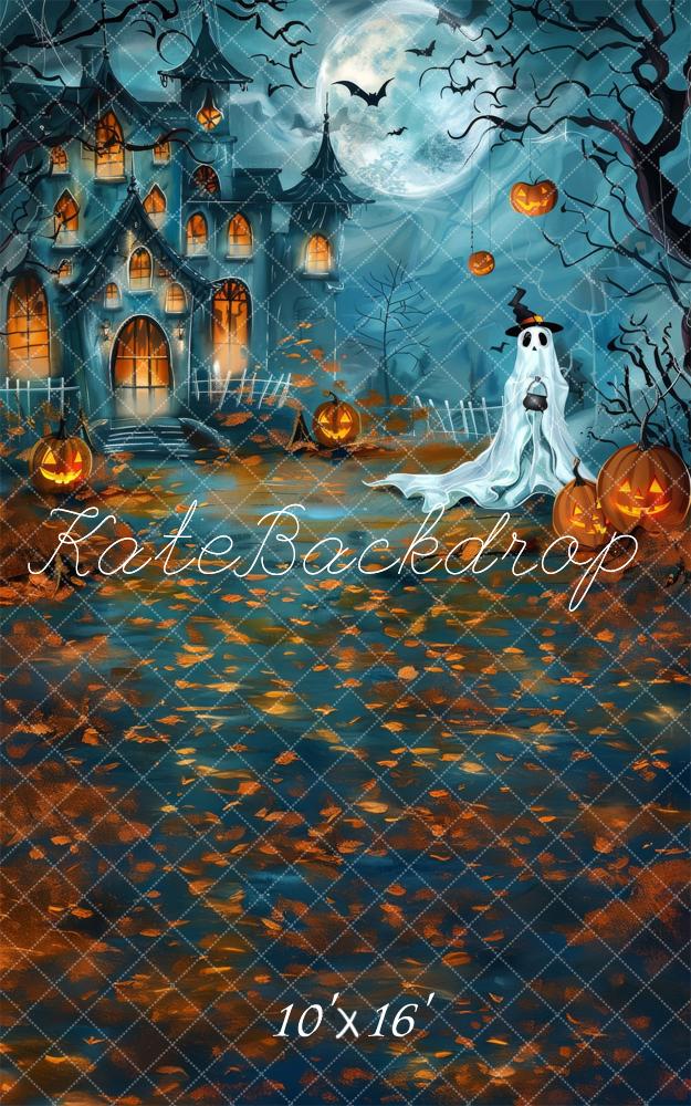 Kate Sweep Mur-à-Sol Halloween Fantôme Château Toile de fond conçue par Lidia Redekopp - Kate Backdrop FR