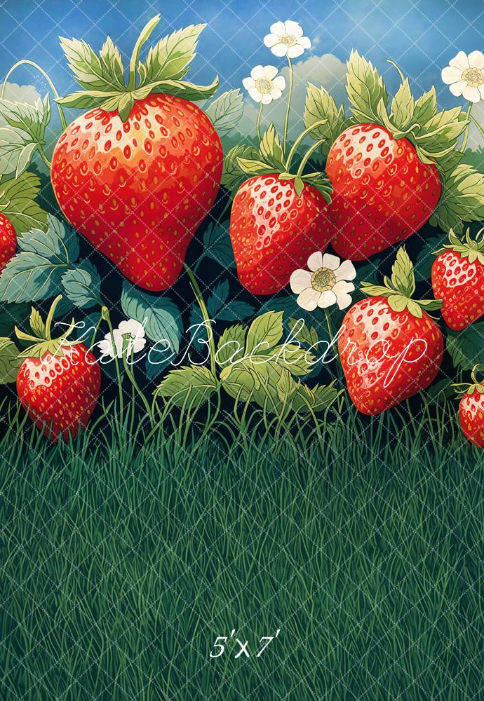 Kate Été Champ de Fraises Herbe Toile de fond conçue par Emetselch