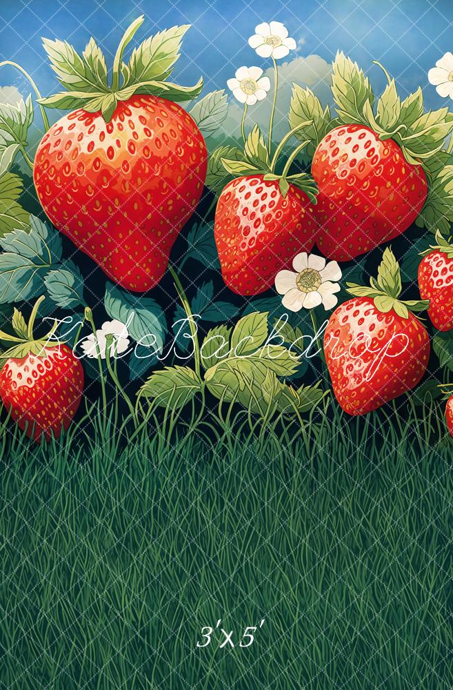 Kate Été Champ de Fraises Herbe Toile de fond conçue par Emetselch