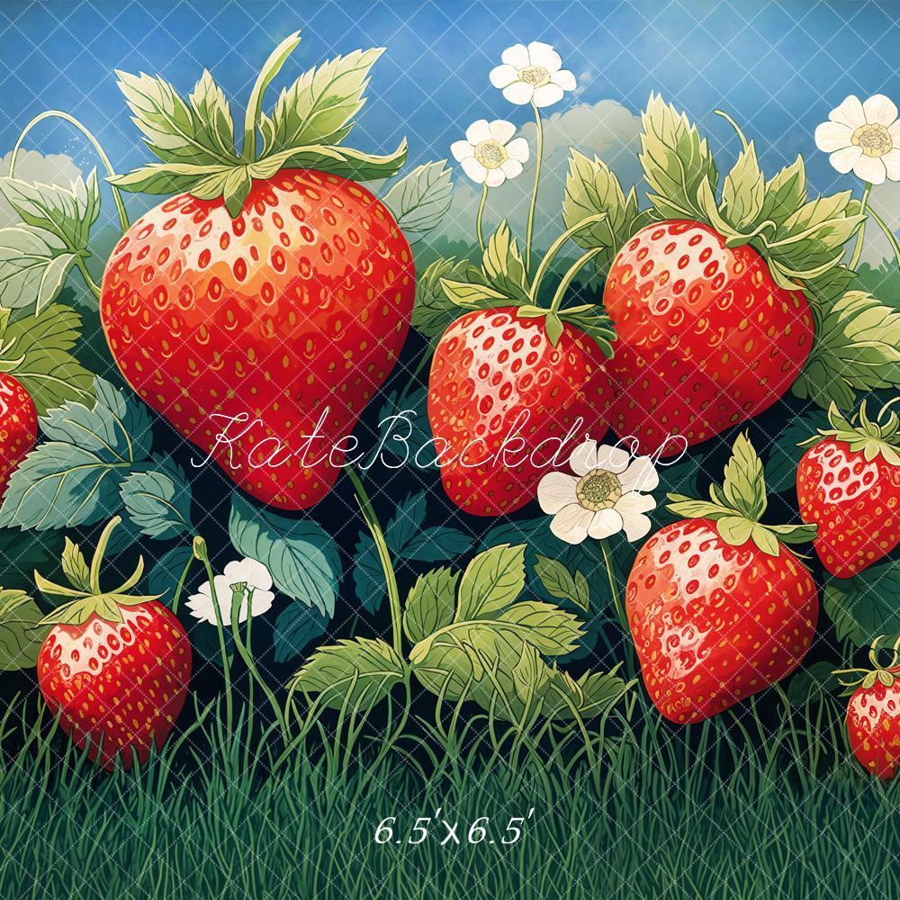 Kate Été Champ de Fraises Herbe Toile de fond conçue par Emetselch