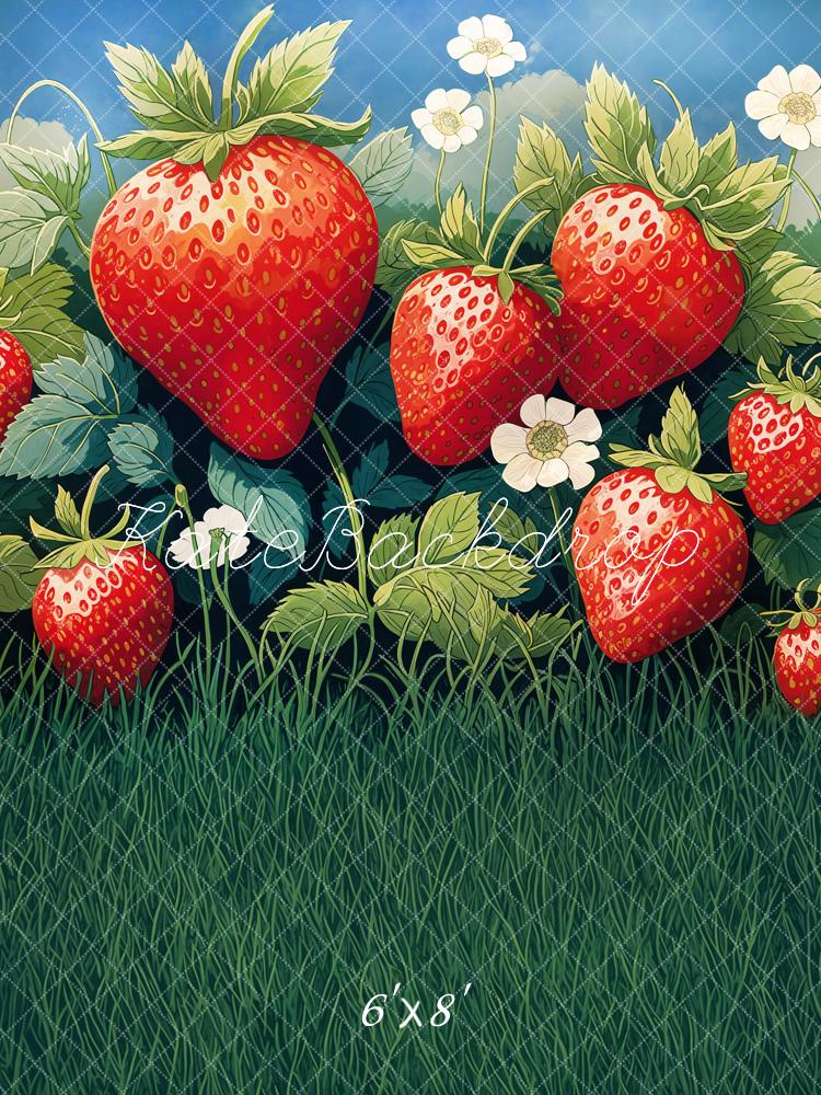 Kate Été Champ de Fraises Herbe Toile de fond conçue par Emetselch