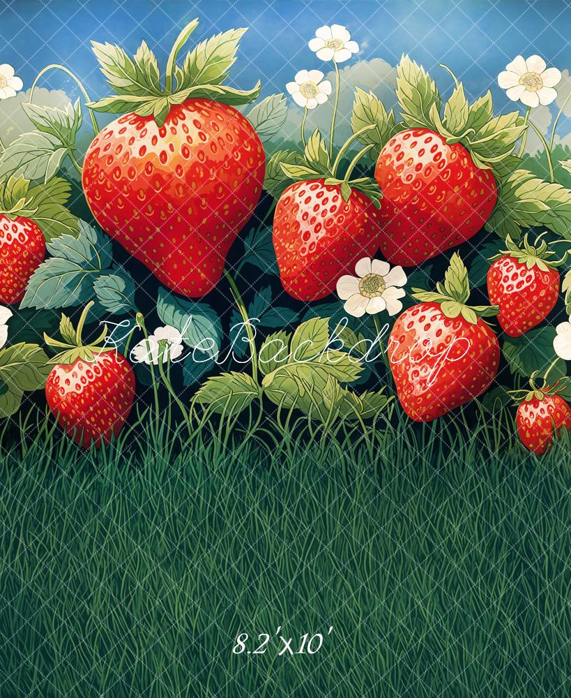 Kate Été Champ de Fraises Herbe Toile de fond conçue par Emetselch