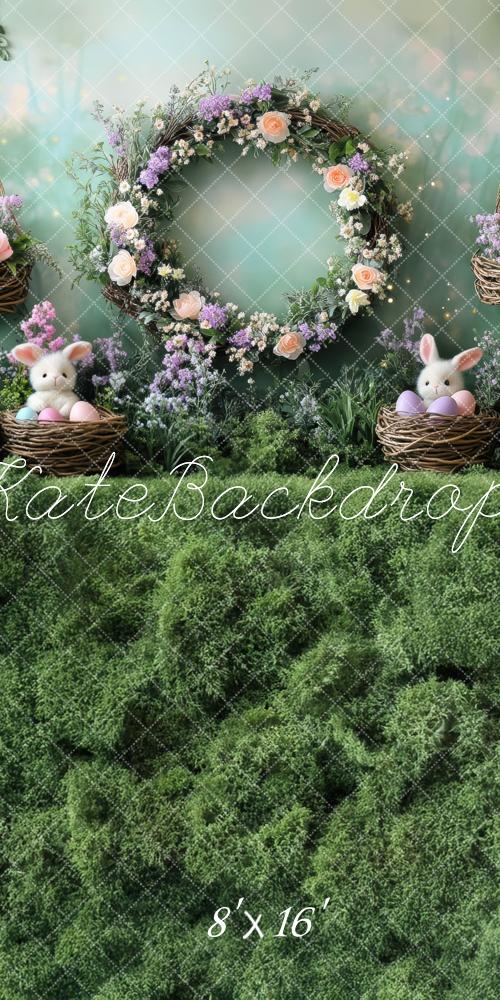 Kate Sweep Mur-à-Sol Pâques Lapin Fleurs Mousse Toile de fond conçue par Mini MakeBelieve