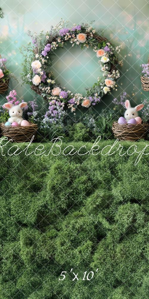 Kate Sweep Mur-à-Sol Pâques Lapin Fleurs Mousse Toile de fond conçue par Mini MakeBelieve