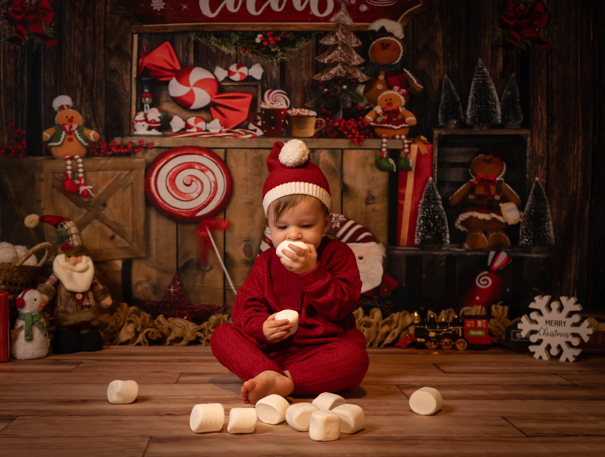 Kate Bois Pain d'épice Noël Chocolat chaud Toile de fond pour la photographie - Kate Backdrop FR