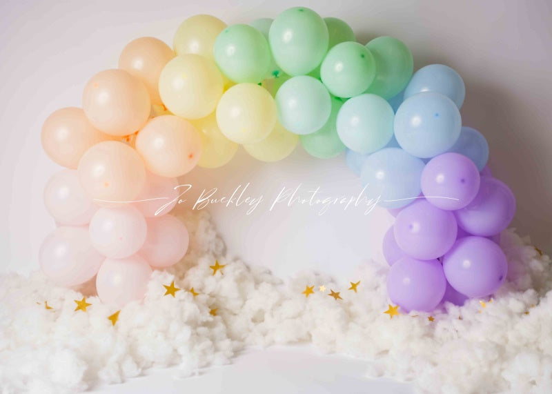 Kate Pastel Arc-en-ciel Ballons Toile de fond conçue par Jo Buckley Photographie - Kate Backdrop FR