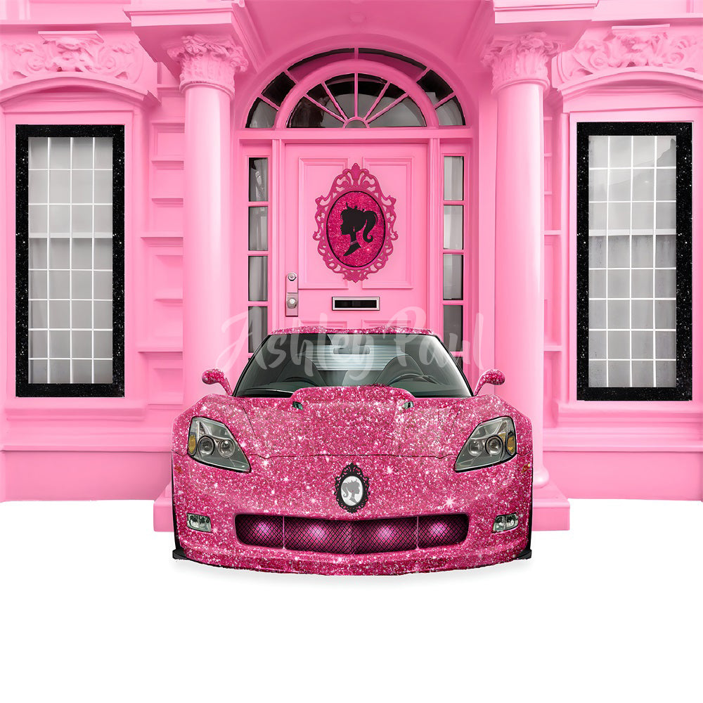 Kate Rose Maison Voiture Poupée Fantaisie Toile de fond conçu par Ashley Paul - Kate Backdrop FR