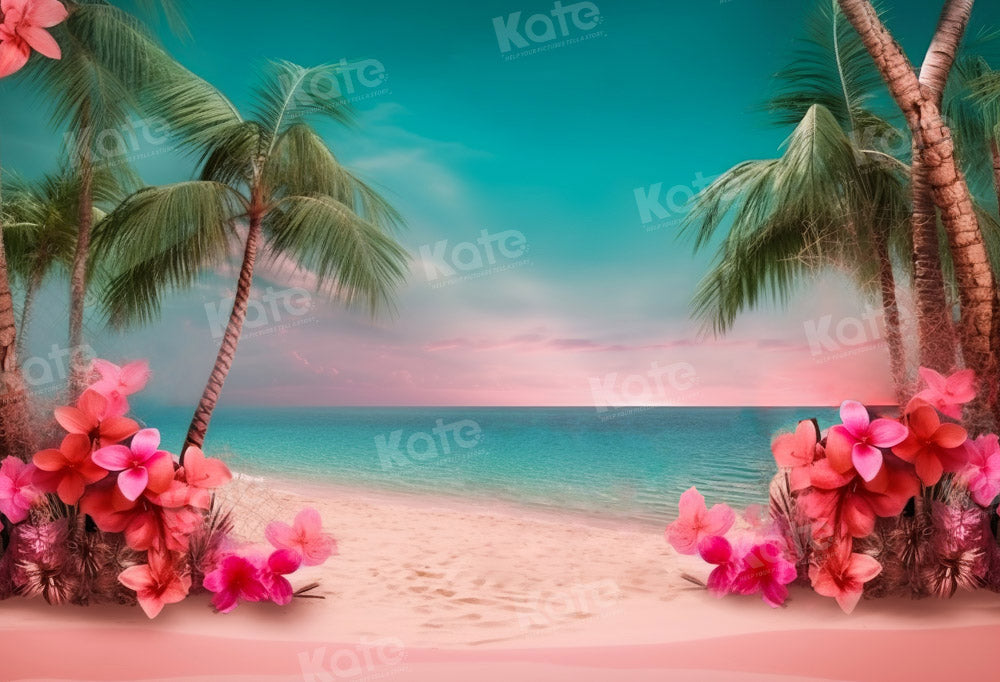 Kate Été Mer Plage de sable Rose Toile de fond conçue par Chain Photographie - Kate Backdrop FR