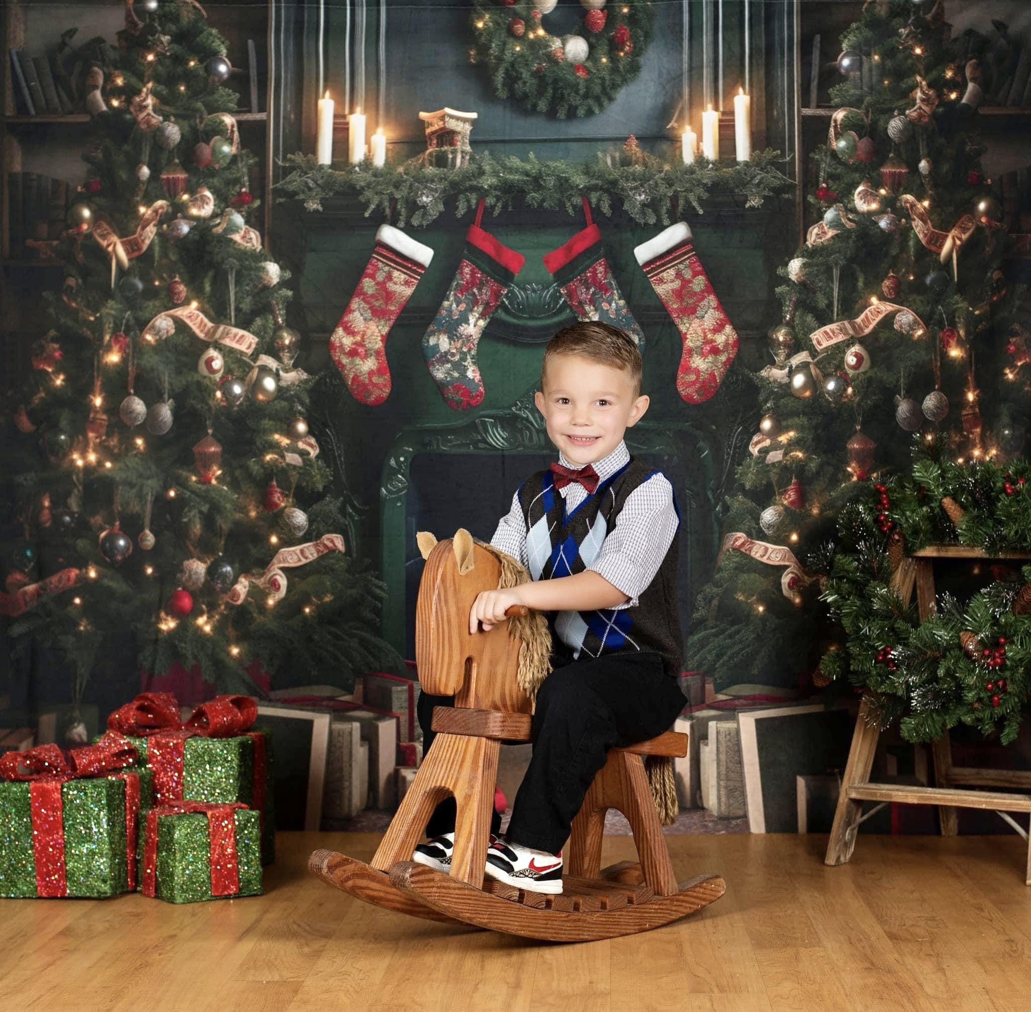 Kate Noël Cadeaux Cheminée Chaussette Toile de fond pour la photographie - Kate Backdrop FR