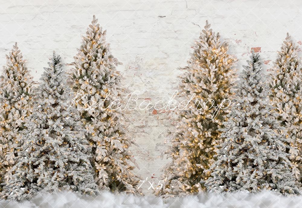 Kate Sapin de Noël Mur de briques Blanc Toile de fond pour la photographie - Kate Backdrop FR