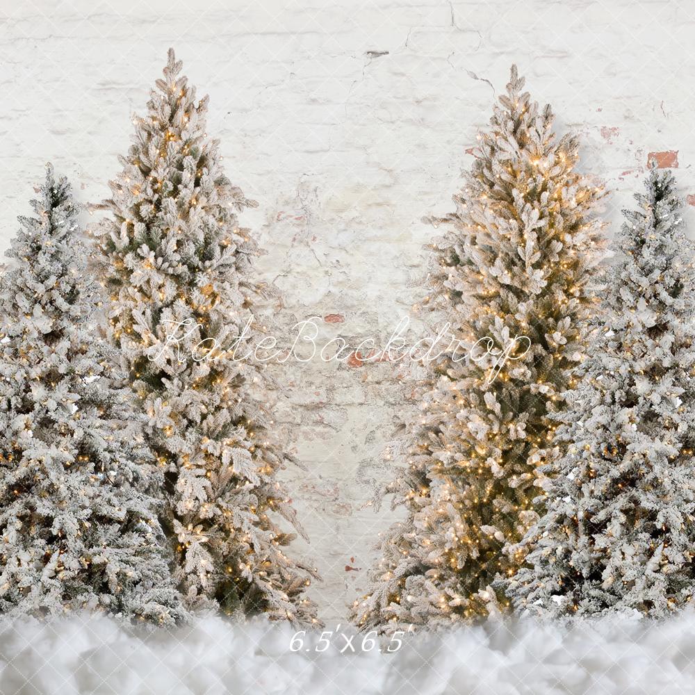 Kate Sapin de Noël Mur de briques Blanc Toile de fond pour la photographie - Kate Backdrop FR