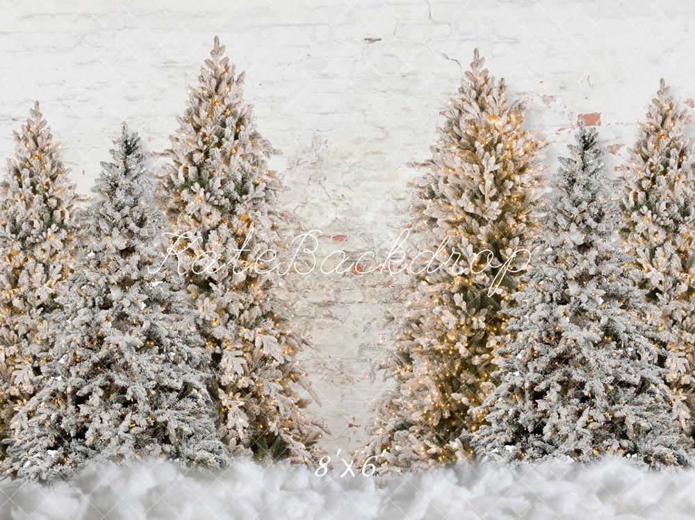 Kate Sapin de Noël Mur de briques Blanc Toile de fond pour la photographie - Kate Backdrop FR