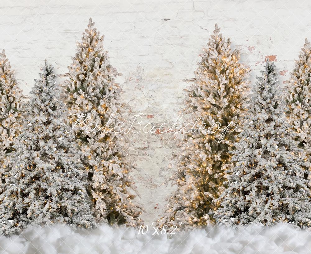 Kate Sapin de Noël Mur de briques Blanc Toile de fond pour la photographie - Kate Backdrop FR