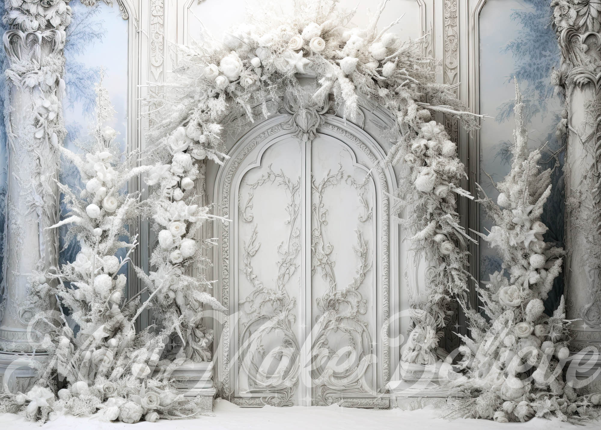 Kate Arche givrée Porte Hiver Noël Toile de fond conçue par Mini MakeBelieve - Kate Backdrop FR