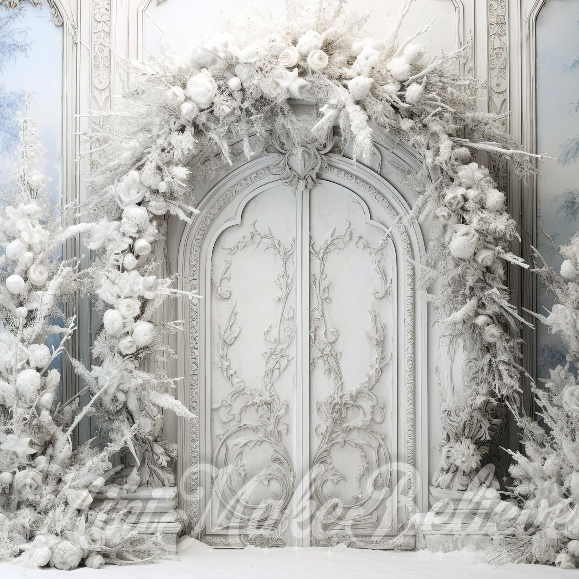 Kate Arche givrée Porte Hiver Noël Toile de fond conçue par Mini MakeBelieve - Kate Backdrop FR