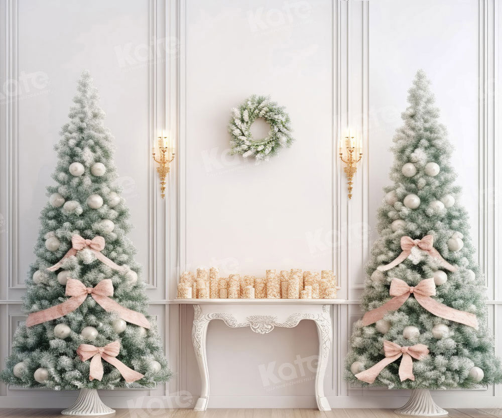 Kate Mur blanc Sapin de Noël Cheminée Toile de fond conçu par Emetselch - Kate Backdrop FR