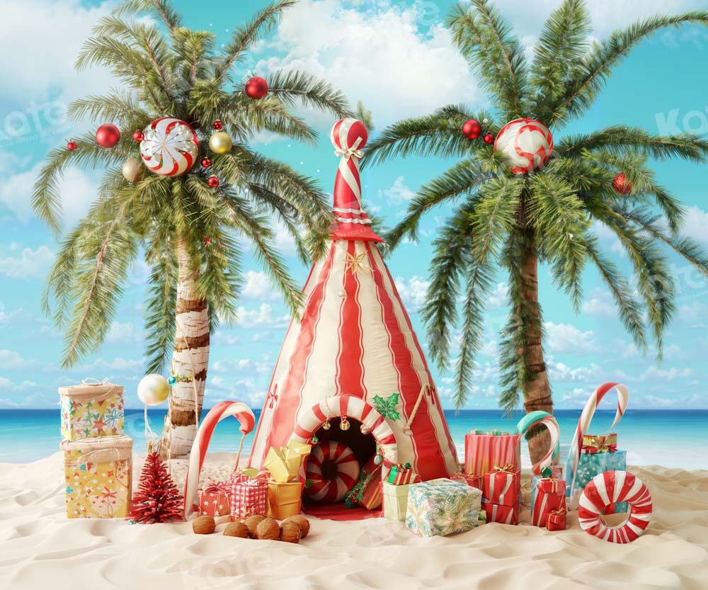 Kate Plage Tente Noël Bonbons Toile de fond conçu par Emetselch - Kate Backdrop FR